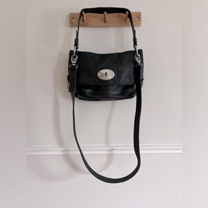 Fossil black leather shoulder bag